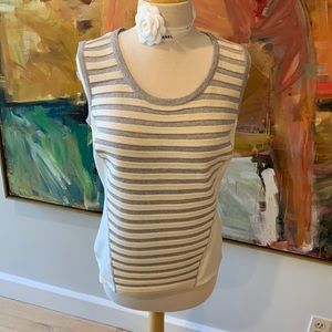 NWT so Pretty! St. John cream & light gray melange, silk & wool tank top size P